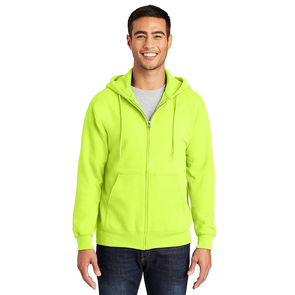 Port & Company® Essential Fleece Full-Zip Hooded Sweatshirt - Safety Green