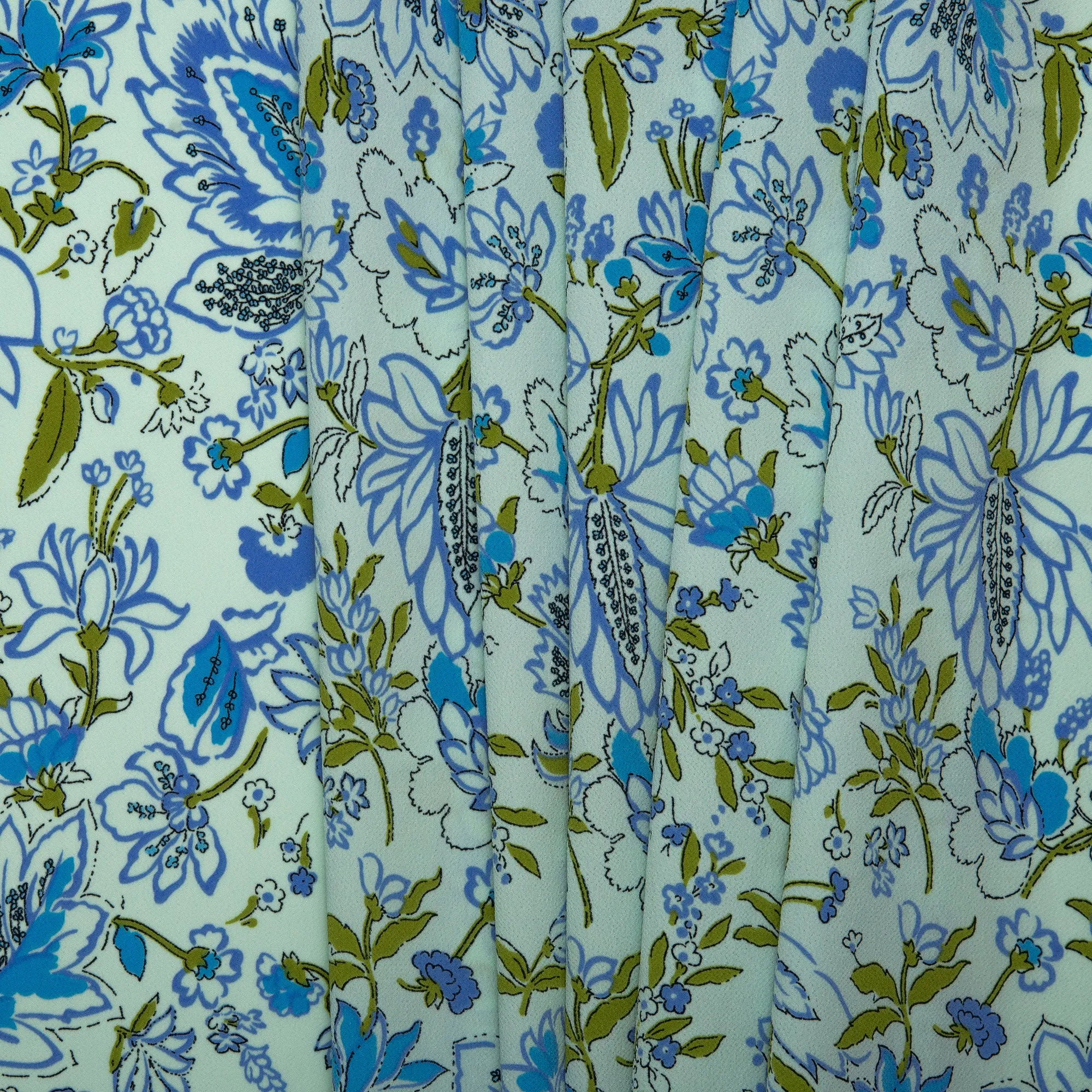 Printed Polyester - KOSHIBO - Leafs - Mint